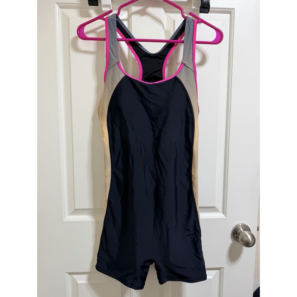Women's Boyleg One Piece Razor Back Swimsuit Surf Athletic Modest Size XL